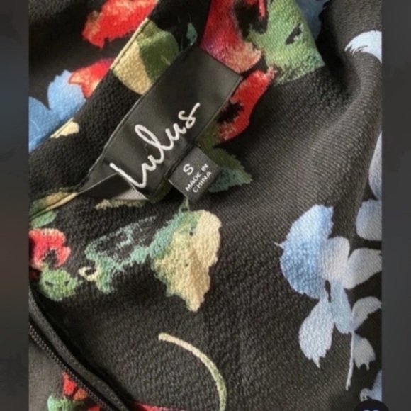 Lulus Beloved Blooms Black Floral Print Long Sleeve Midi Dress Size Small NEW - Picture 5 of 5